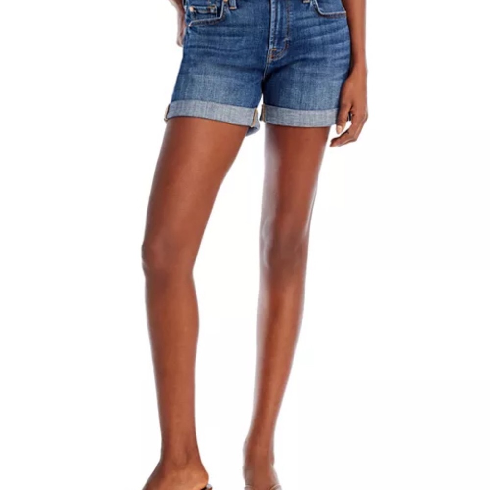 7 For All Mankind Blue Jean Shorts with Rolled Hems